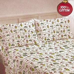 The Grinch Flannel Full Bed Sheet Set